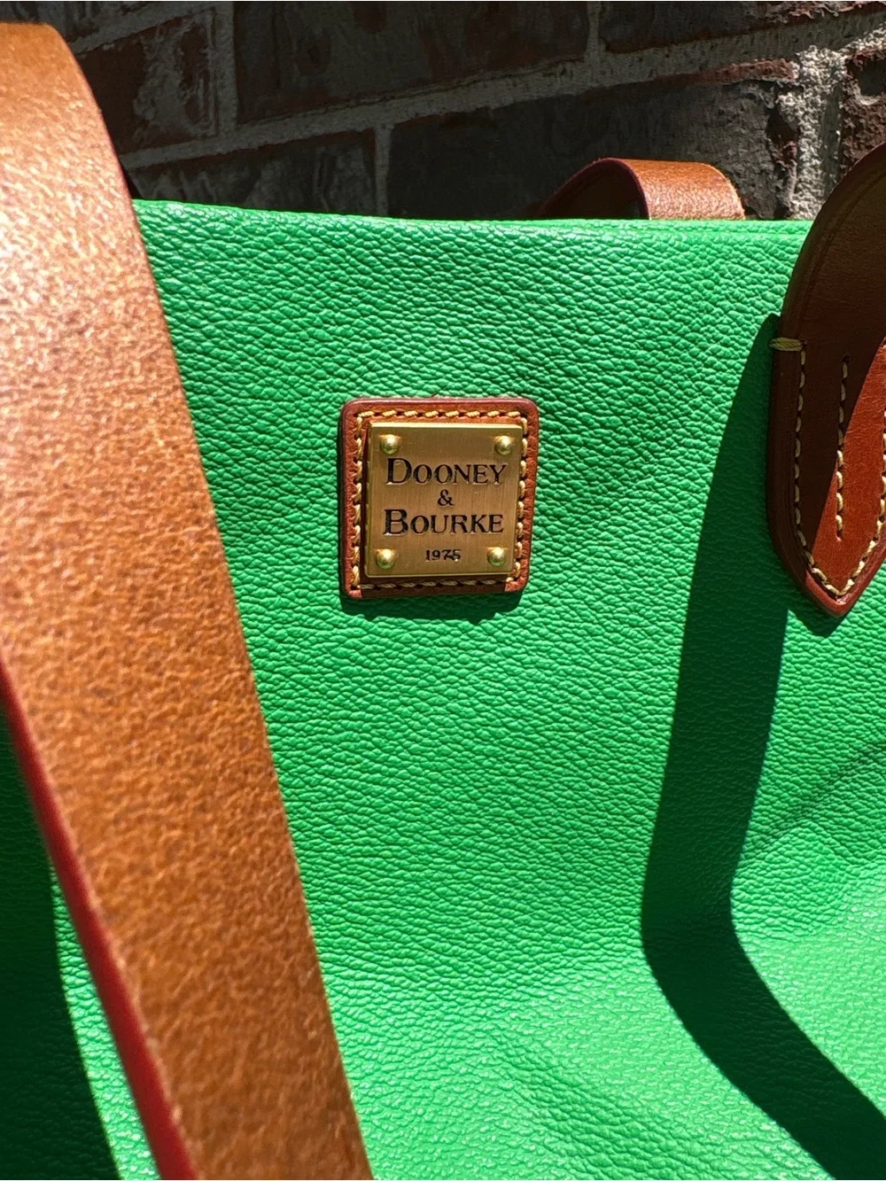 Dooney & Bourke vintage vibrant green leather shopper tote handbag - Picture 3 of 11